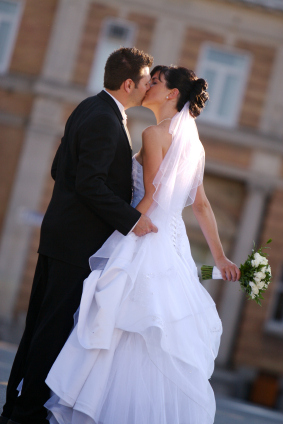 Bride & Groom Kissing on their Wedding Day